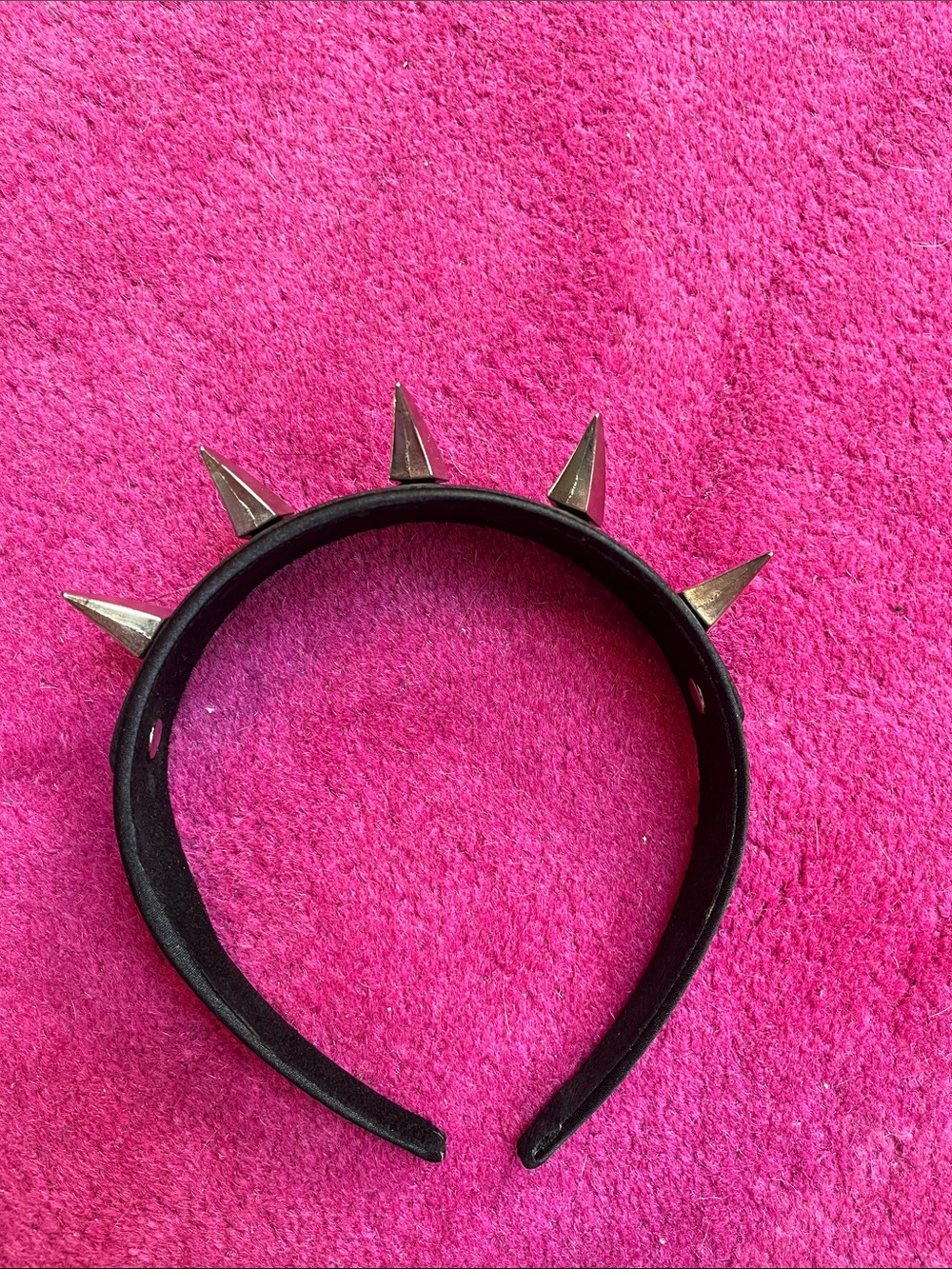 Goth Satin + leather + silver claw spiked studded headband